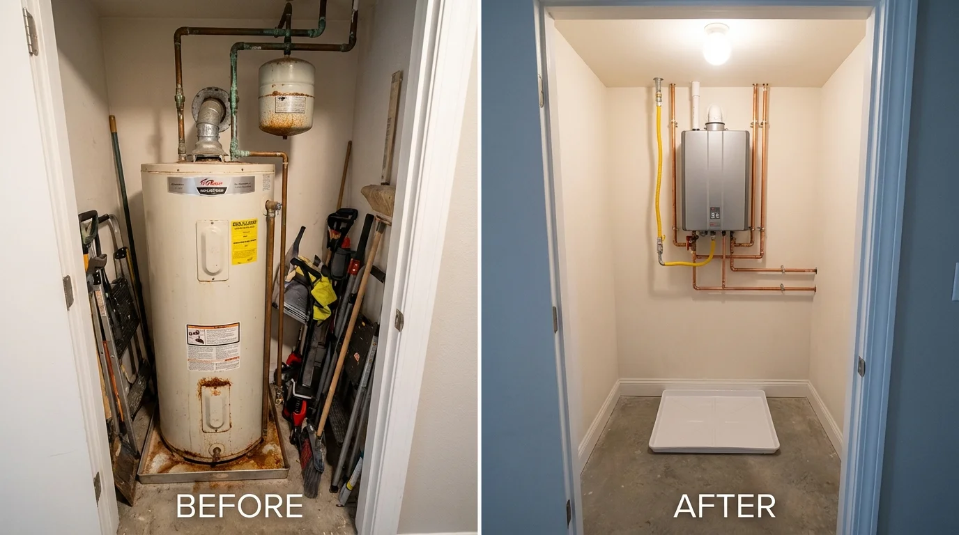 Tank water heater versus wall-mounted tankless unit comparison for Mount Pleasant, TN homeowners